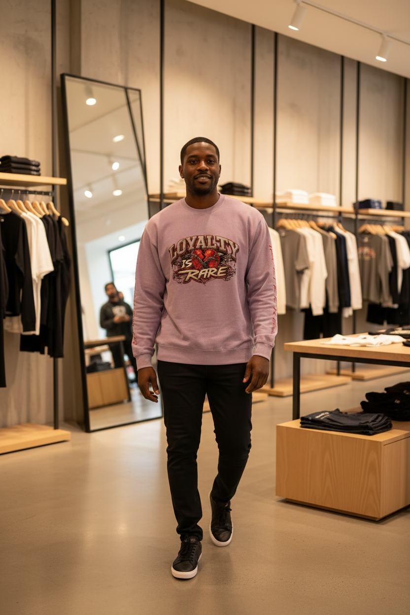 Loyalty Is Rare Acid Wash Oversize Long Sleeve T-Shirt