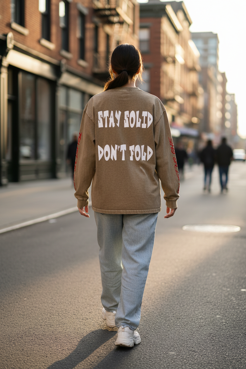 Loyalty Is Rare Acid Wash Oversize Long Sleeve T-Shirt
