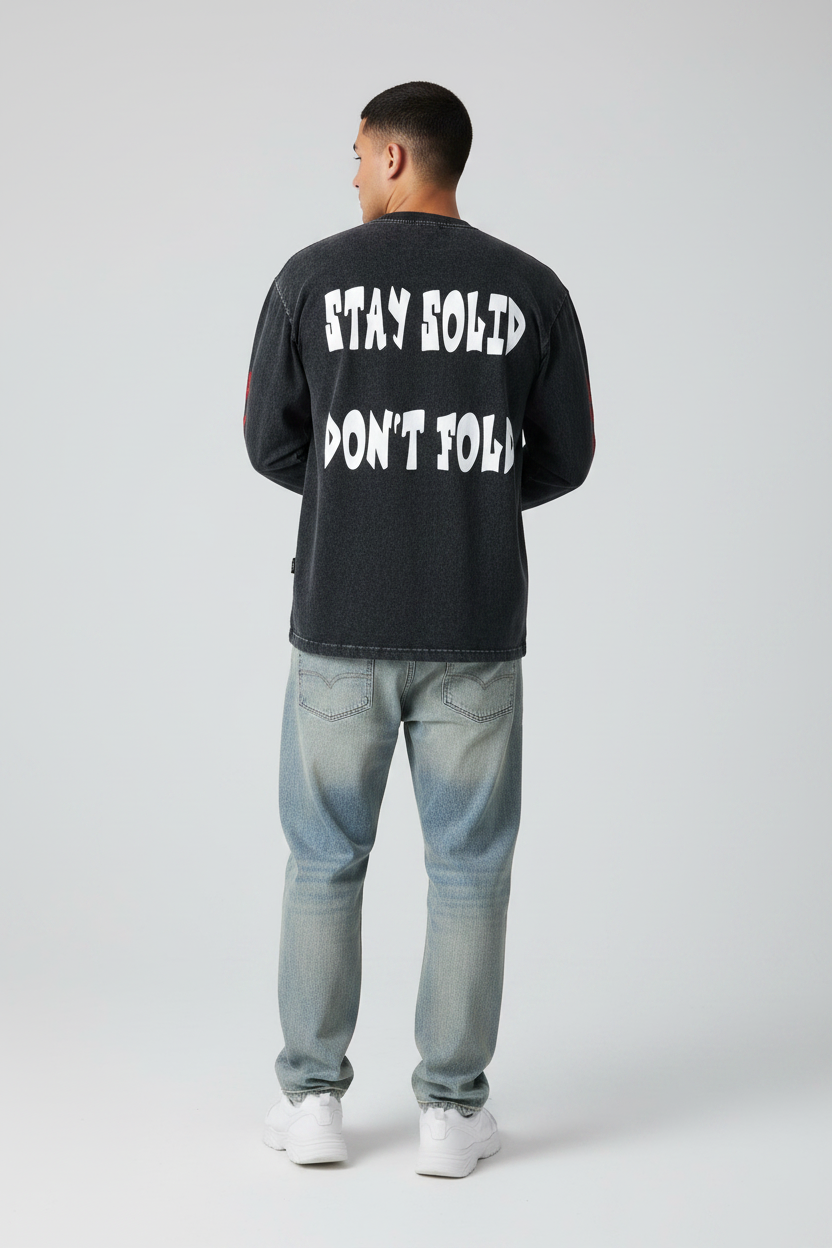 Loyalty Is Rare Acid Wash Oversize Long Sleeve T-Shirt
