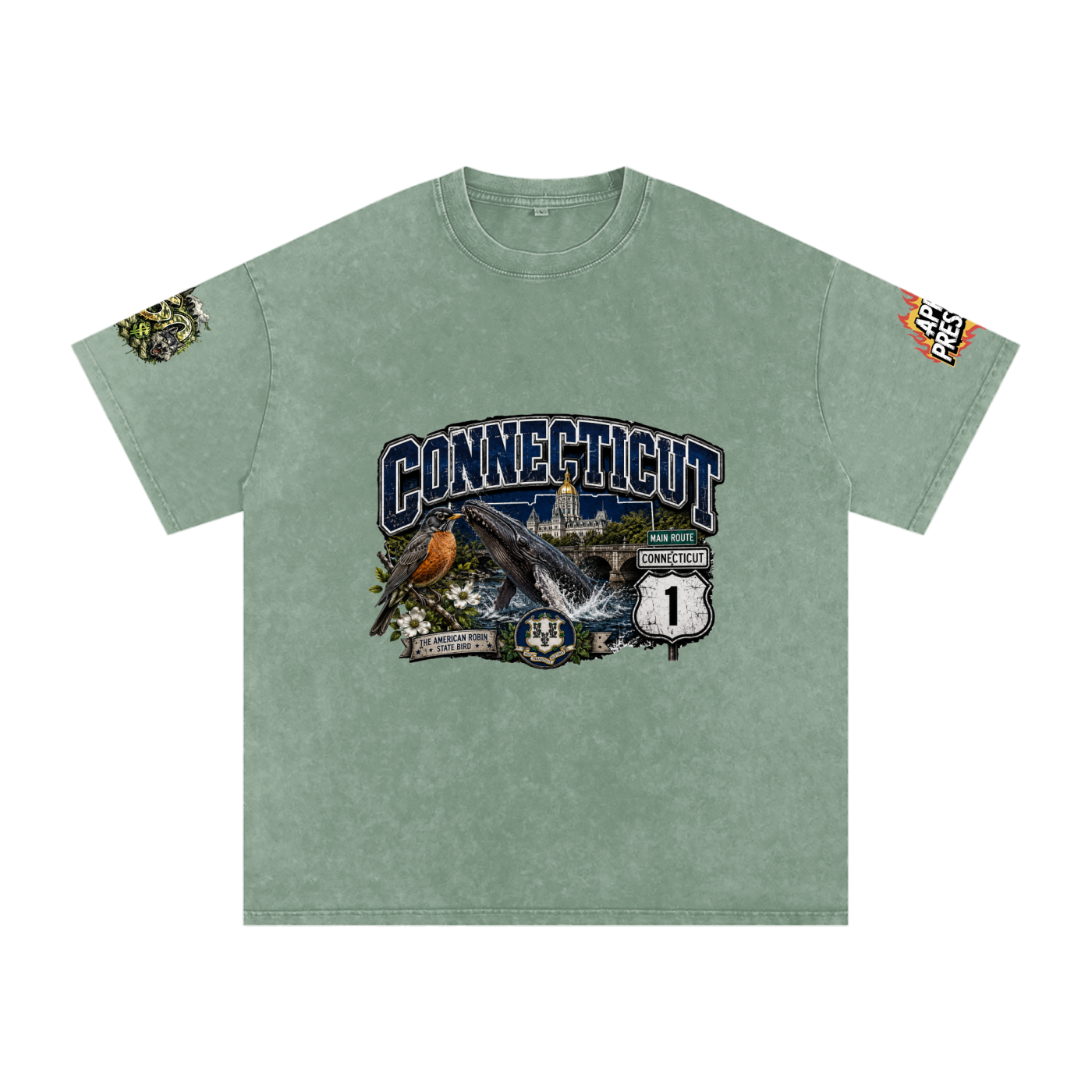 The Connecticut Collection Snow Washed Oversized Cotton T-Shirt