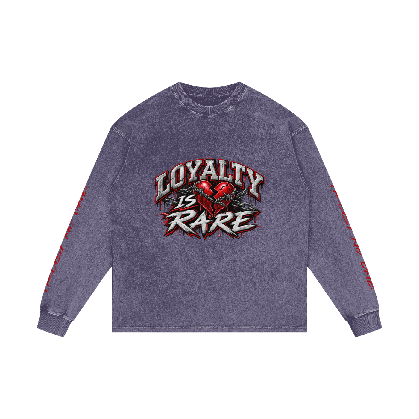 Loyalty Is Rare Acid Wash Oversize Long Sleeve T-Shirt